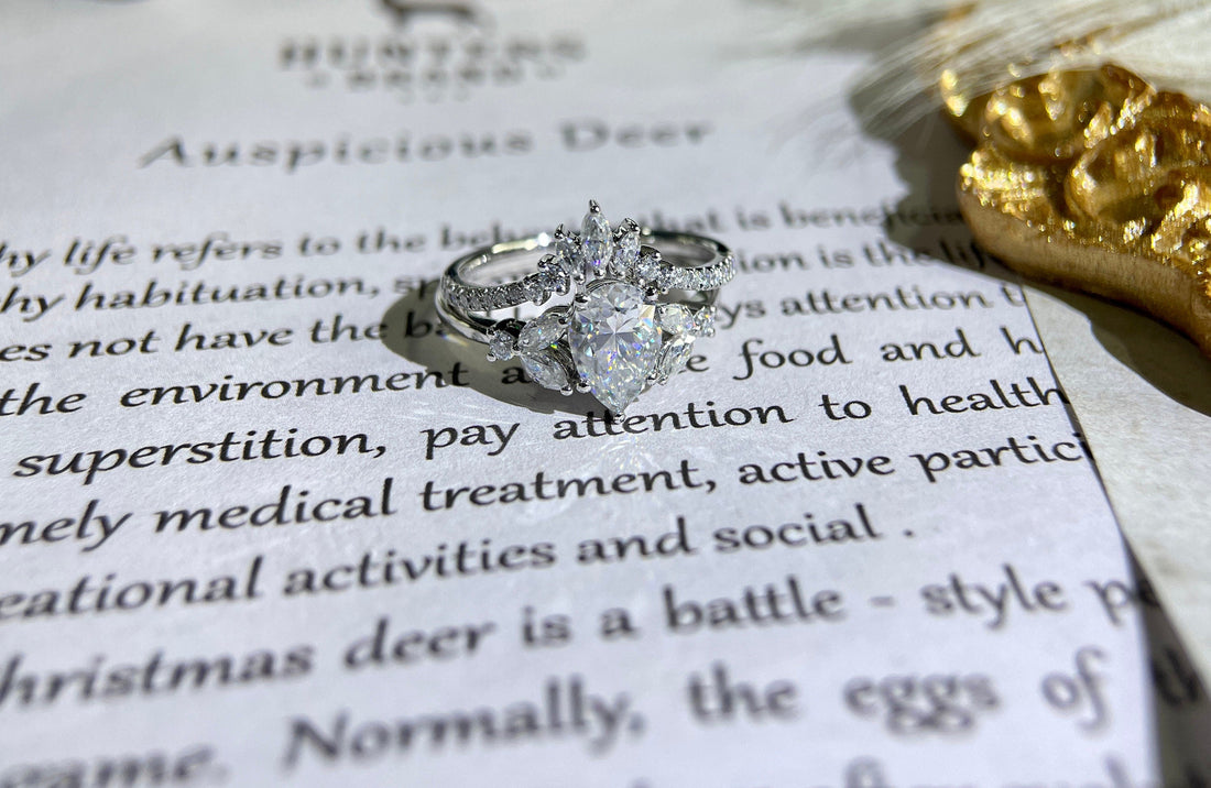 1.25ct Pear Moissanite Marquise Pave Engagement Ring/14K White Gold Unique Wedding Set/Moissanite Bridal Set/Ring for Women/Anniversary Gift