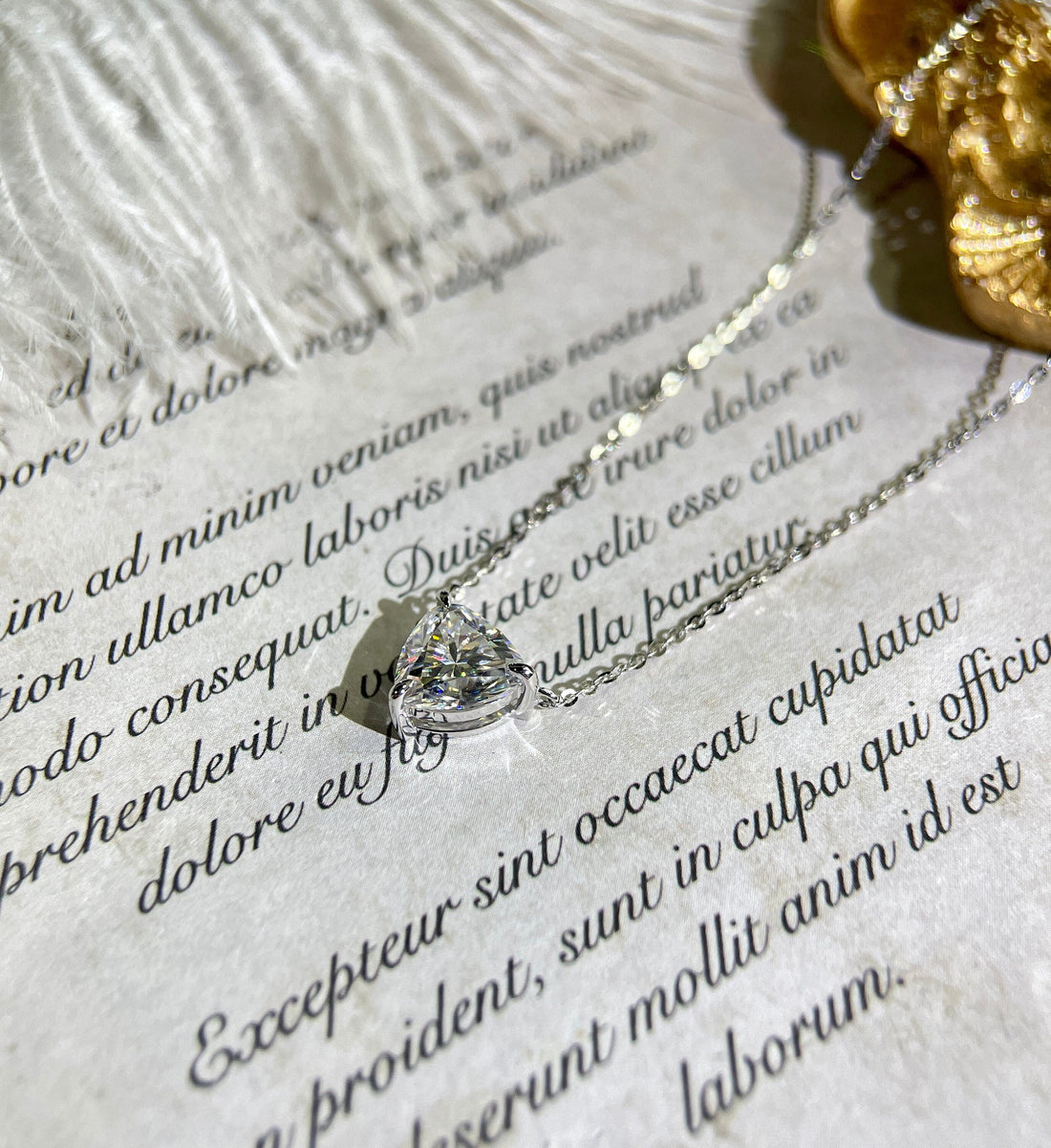 1ct 6.5mm Trillion Cut Solitaire Moissanite Necklace Pendant/9K/14K/18K Real Gold Triangle Pendant Necklace/Necklace for Wedding Gift