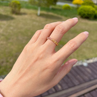 9K/14K/18K Solid Gold Dainty Natural Sapphire Tsavorite, Full Eternity Band Ring, Multi Gemstone Ring, Candy Color Rainbow Ring