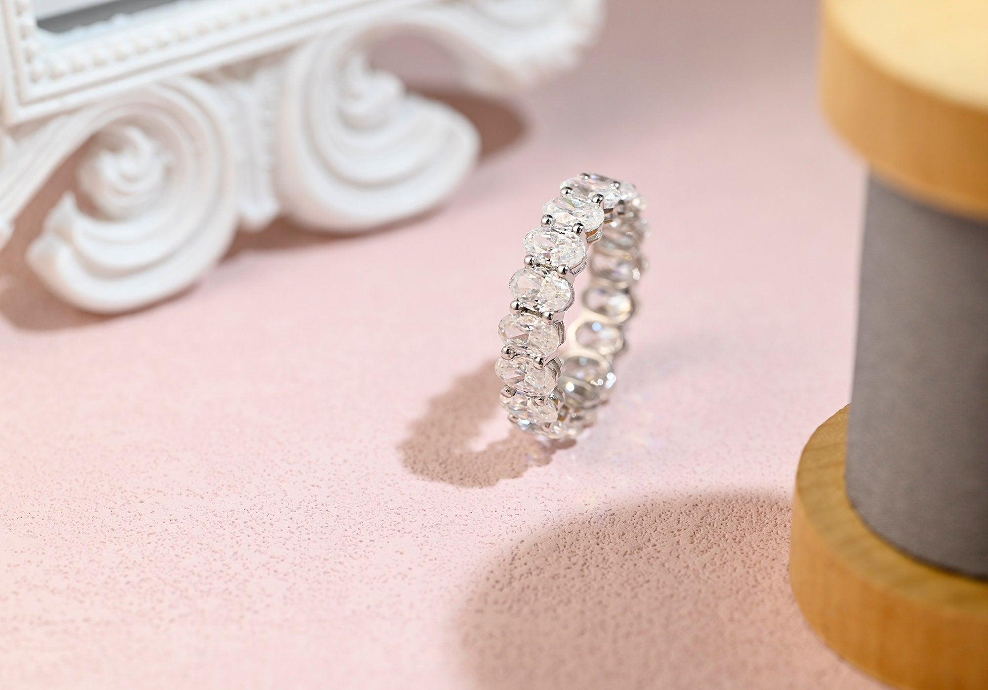 3×5mm Oval Cut Moissanite Ring Full-Eternity Wedding Band