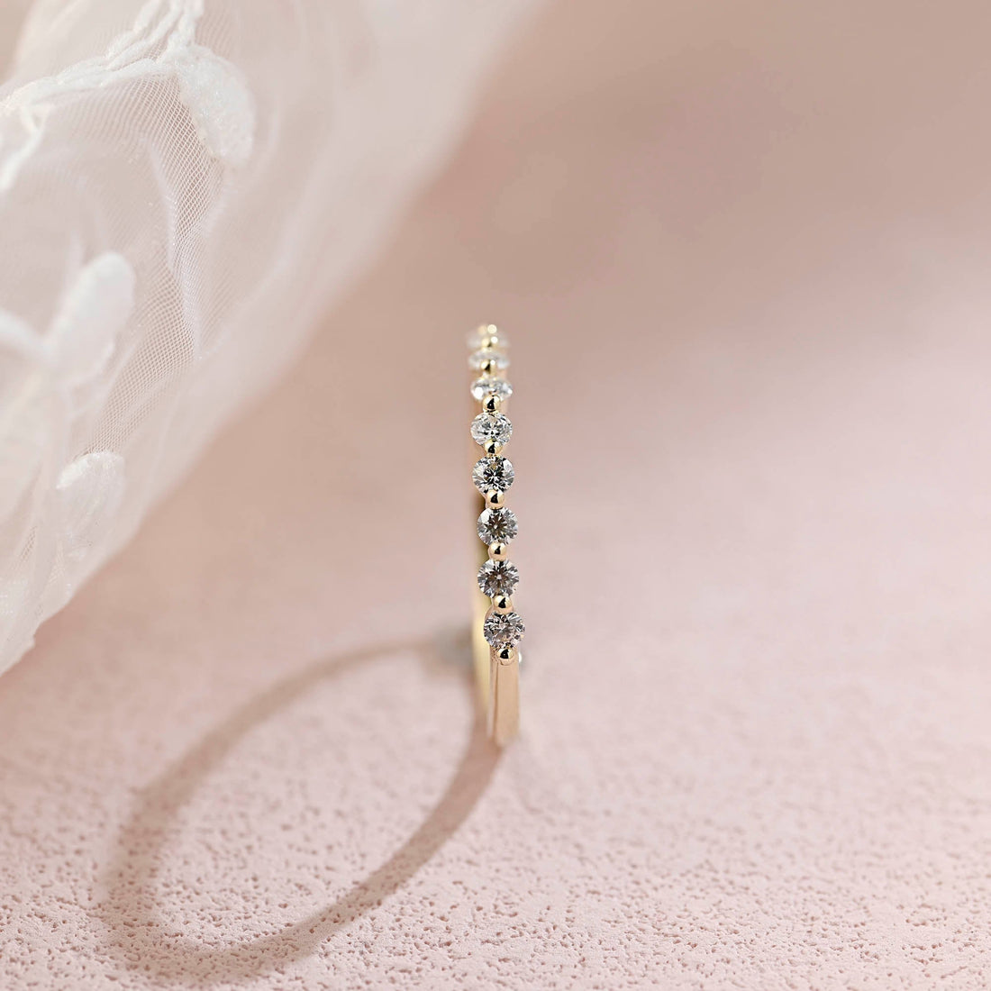 Round Moissanite Half Eternity Wedding Ring