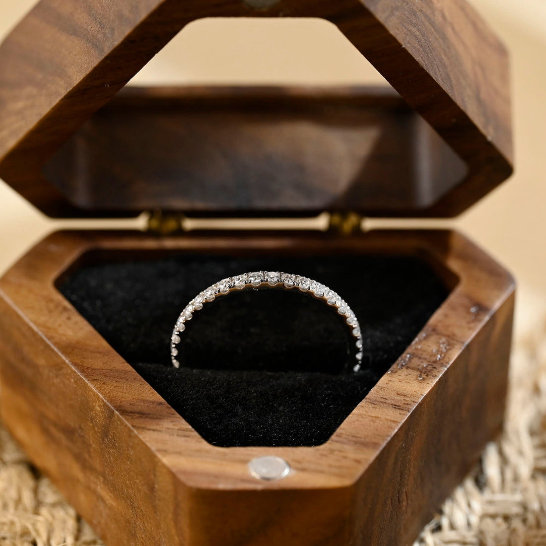 2mm Full Eternity Round Cut Moissanite Engagement Paved