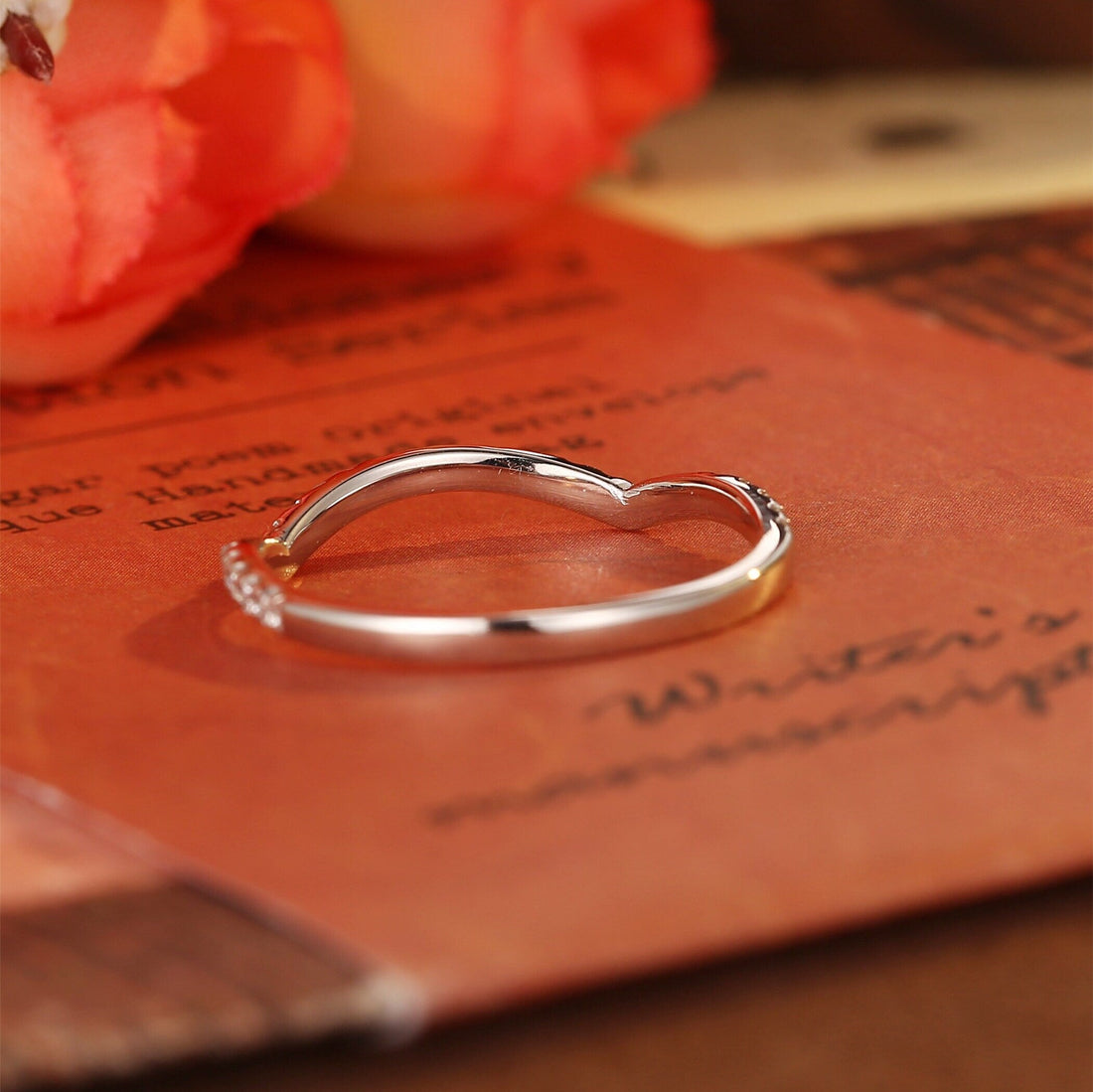 Solid Gold Matching Minimalist Style Wedding Band