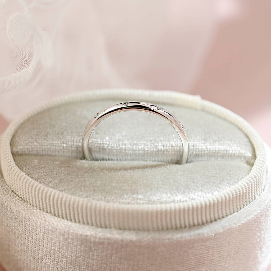 Solid Gold Round Flush Moissanite Wedding Band