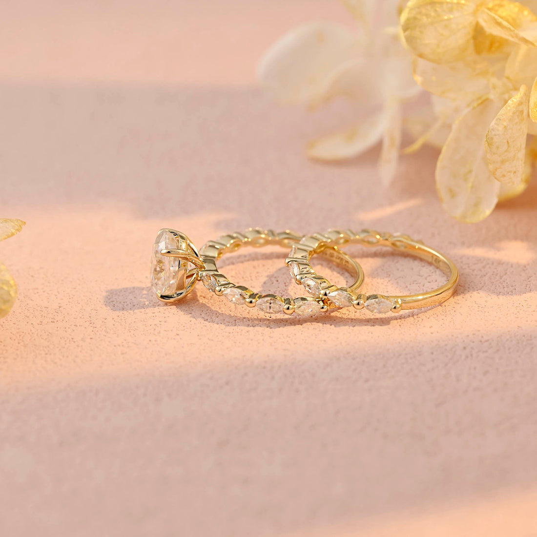 Crushed Ice Oval Cut Marquise Moissanite Paved Ring Set,Moissanite Diamond Engagement Ring Set,Anniversary Gift,Valentine‘s Day Gift for her
