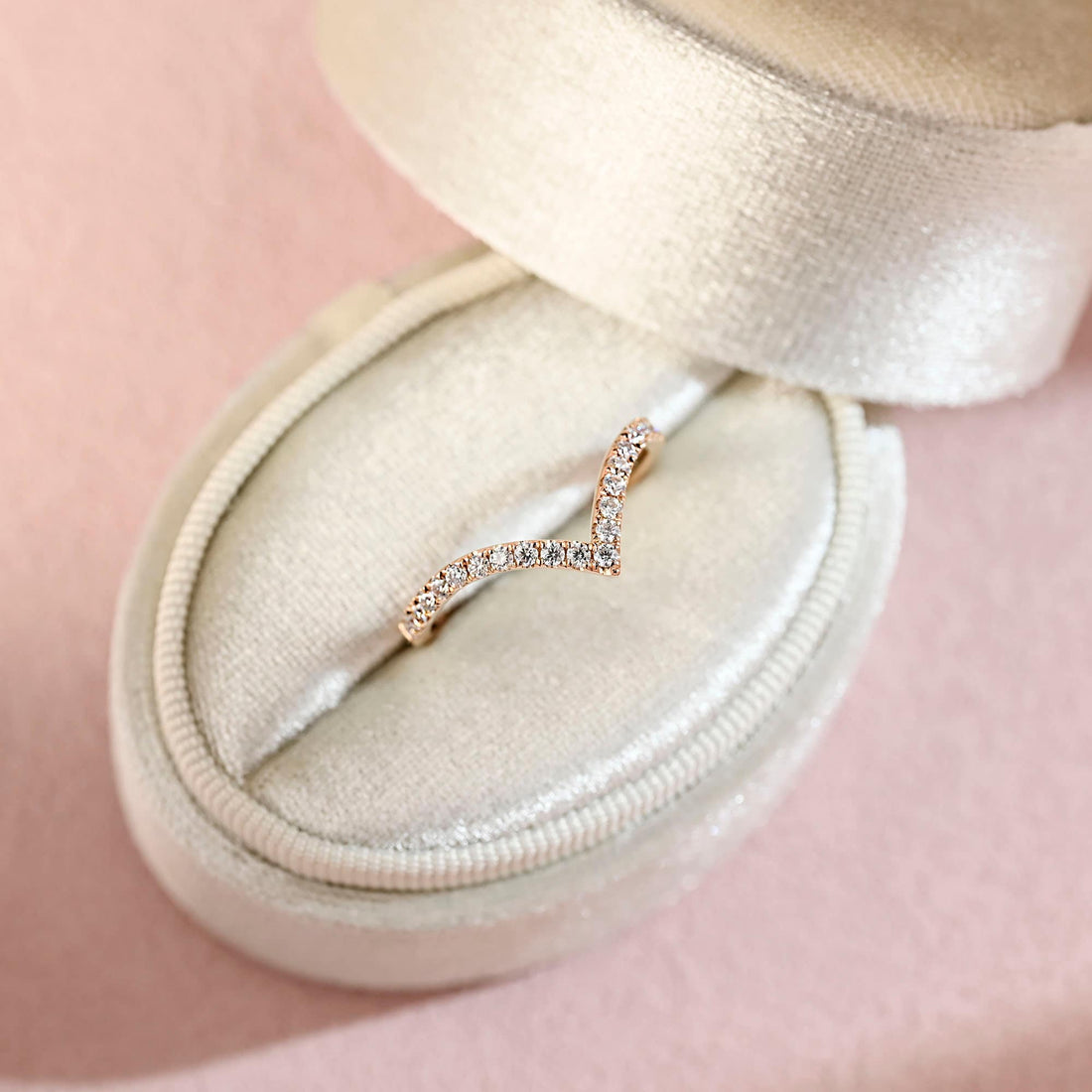 Curved Round Moissanite Half Eternity Matching Bridal Ring