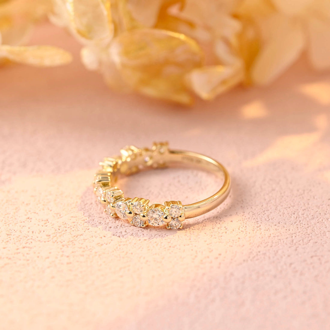 Round Moissanite Half-Eternity Round Moissanite Wedding Ring