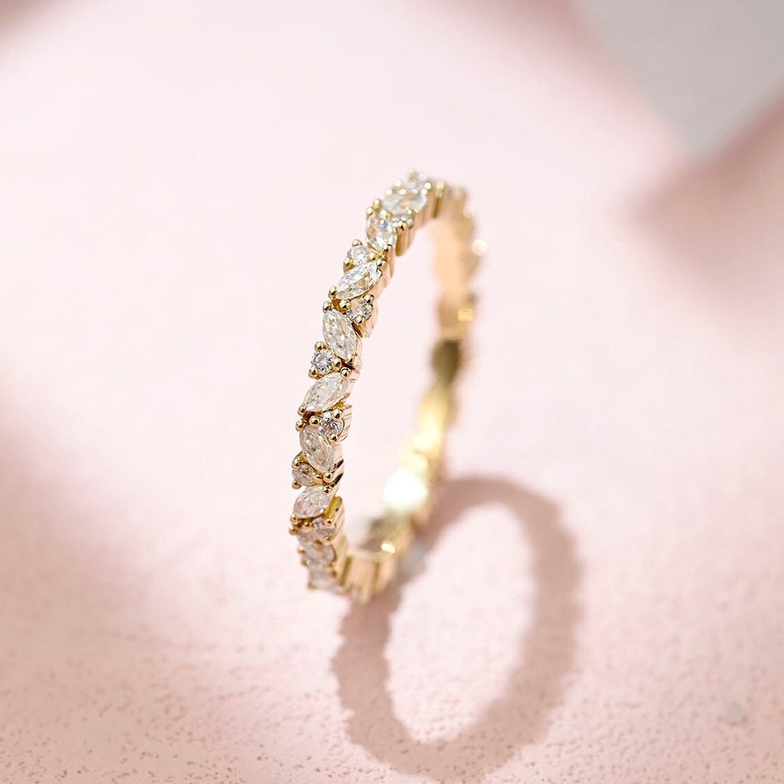 Marquise & Round Moissanite Wedding Ring for Women