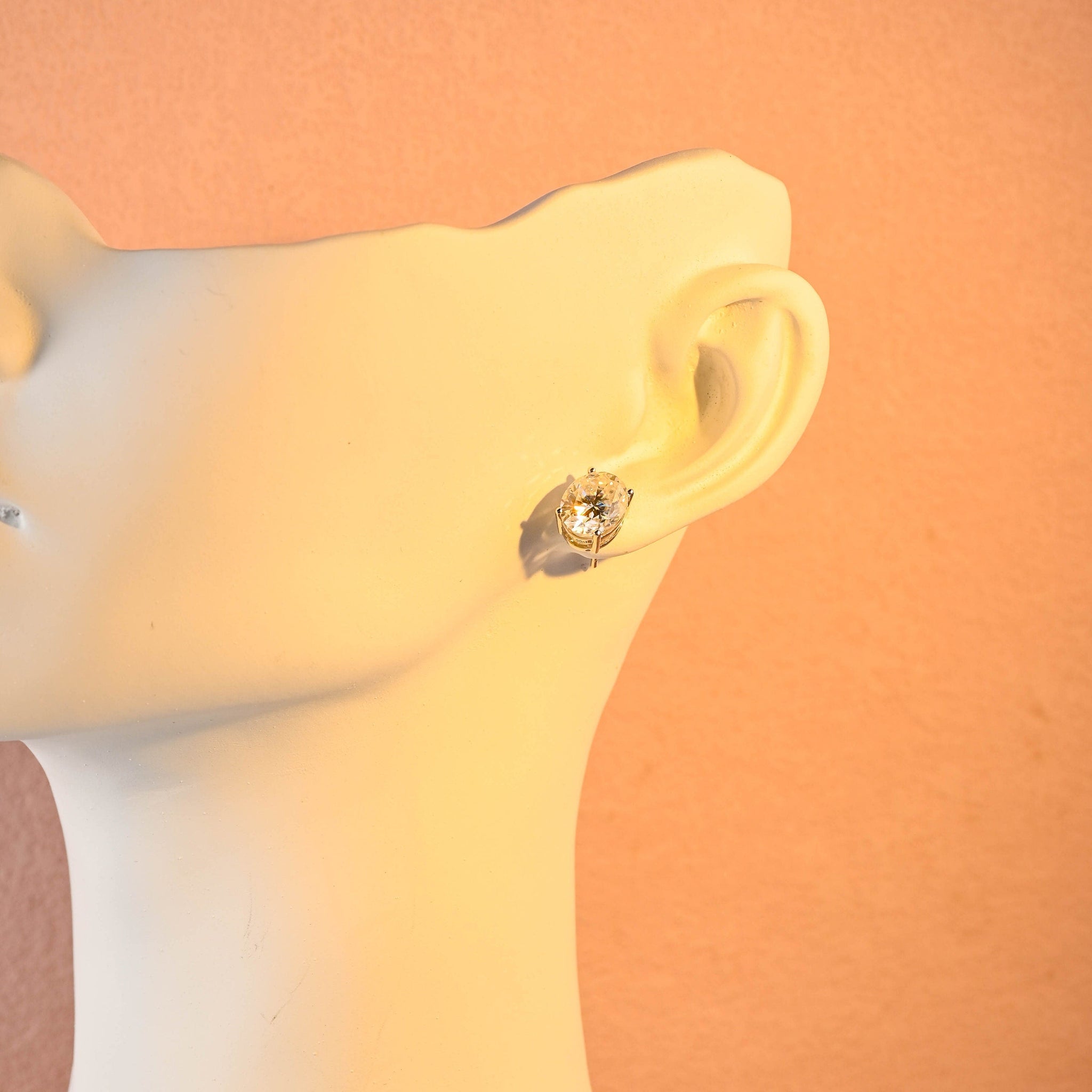 Oval Cut Moissanite Earring Stud,Oval Shaped Moissanite Earrings,2ct+2ct Real Gold Moissanite stud/Wedding Studs/Anniversary Gift for Woman