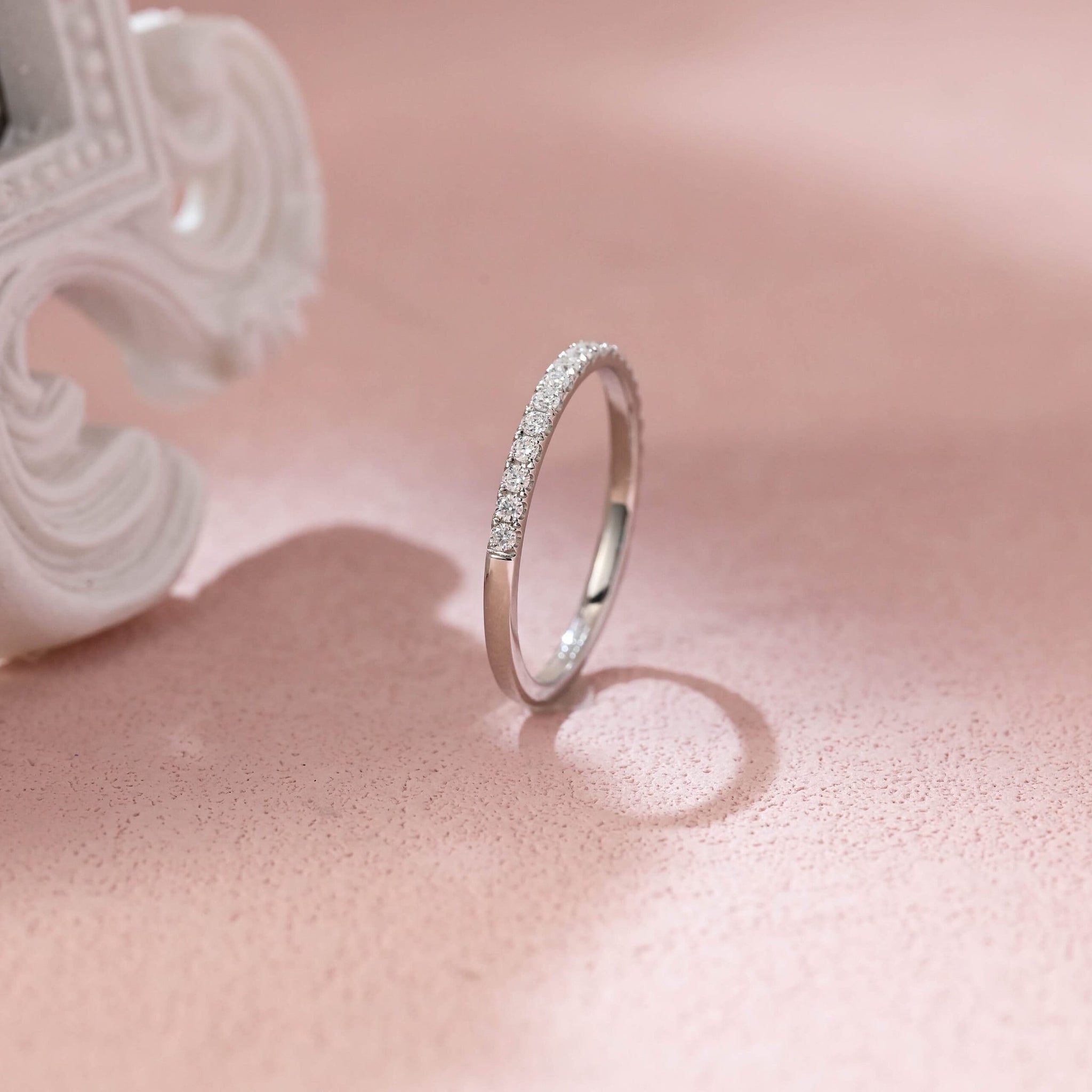 Half Eternity Moissanite Vintage Wedding Band
