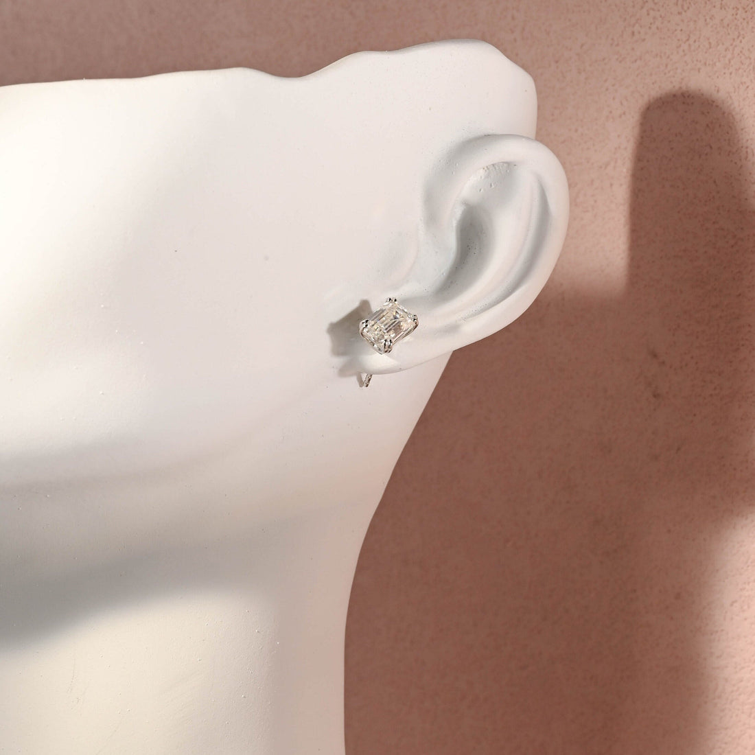 Emerald Cut Moissanite Earrings/14K Gold Earrings Studs/Colorless Moissanite Earrings/1ct Moissanite Studs/Wedding Earrings/Push Back Studs