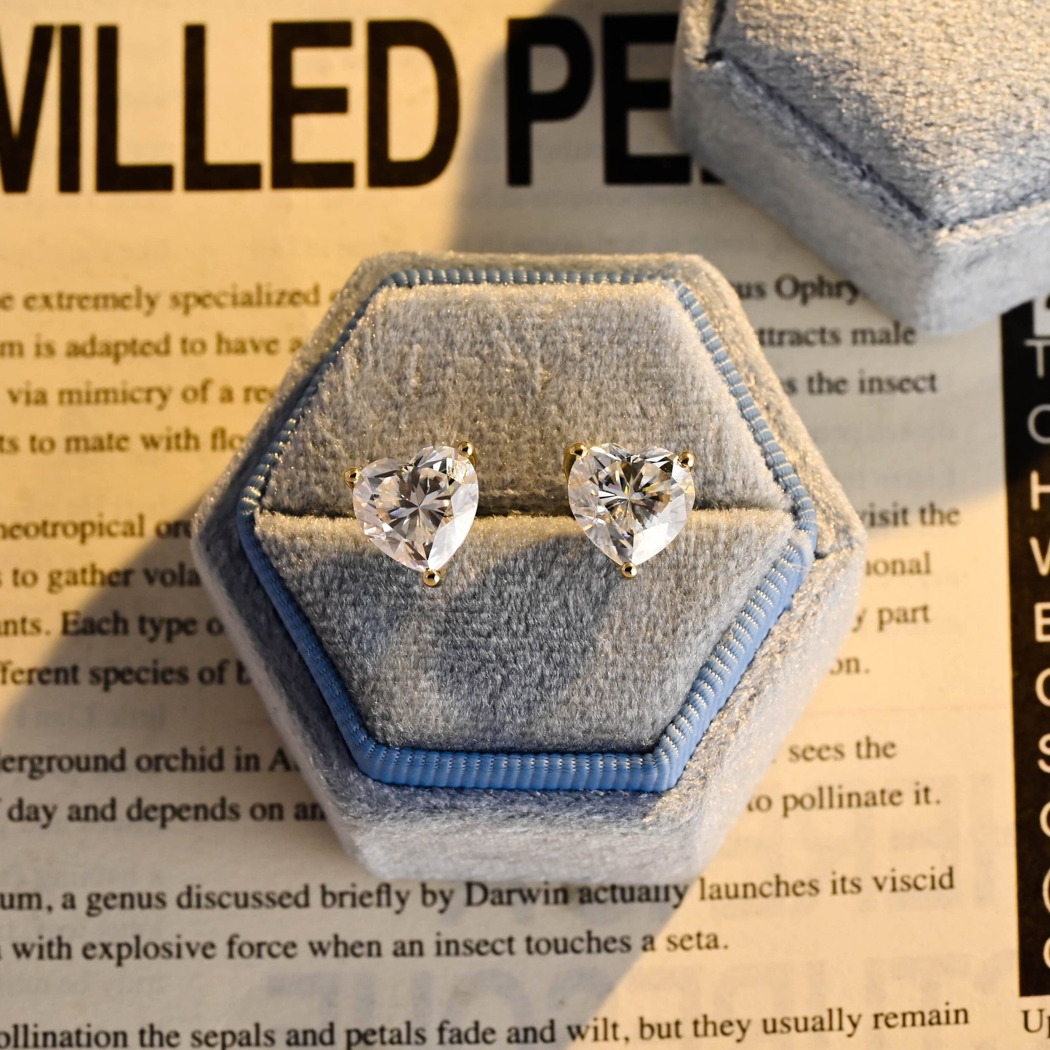 Heart Cut Solitaire Moissanite Engagement Earrings Studs, 9K/14K/18K Solid Gold Classic Moissanite  Minimalist Earrings, Anniversary Gift