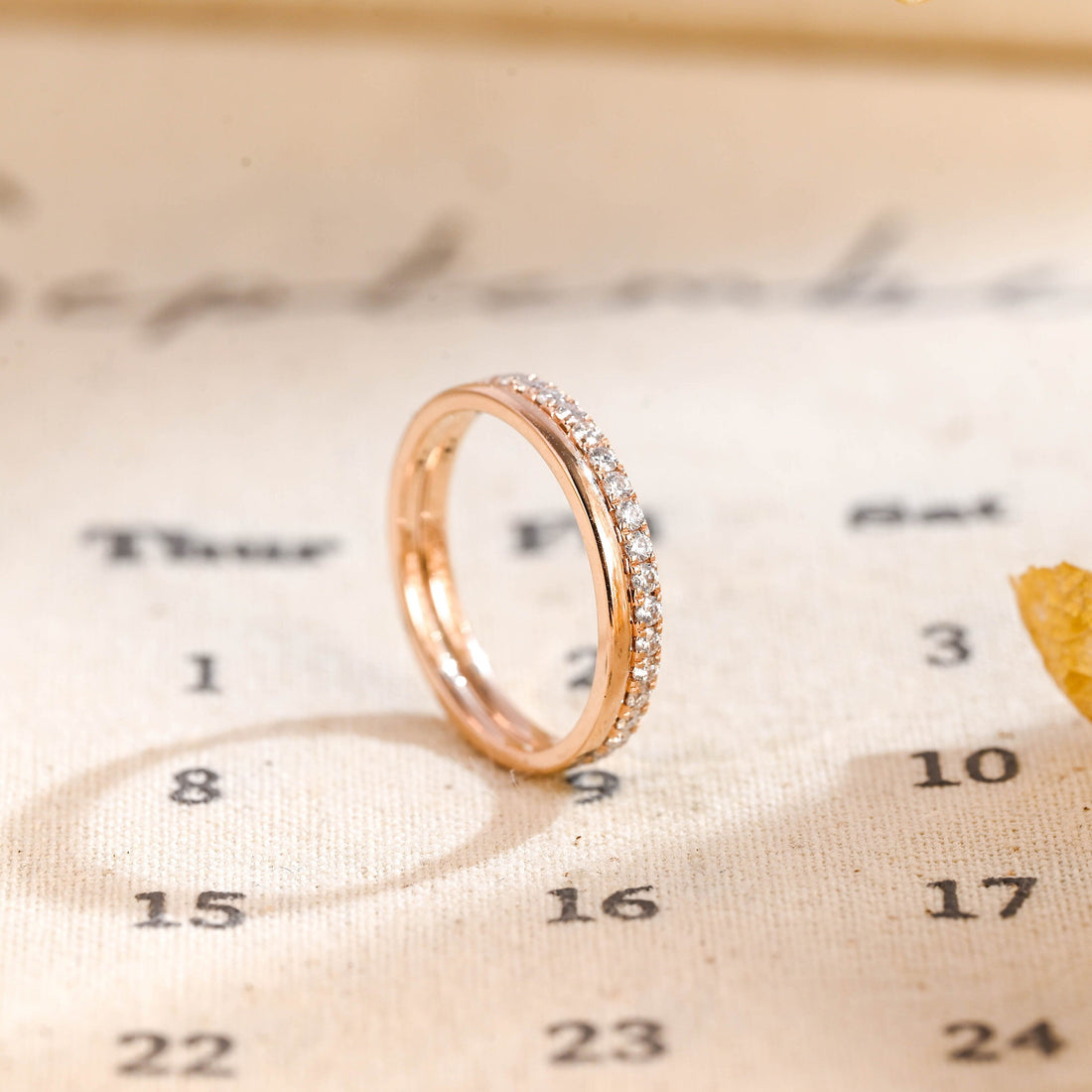 Solid Gold Round Cut Full-Eternity Channel Setting Moissanite Matching Band